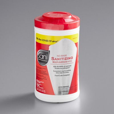 Sani Professional 7 3/4" x 5" 175 Count No-Rinse...