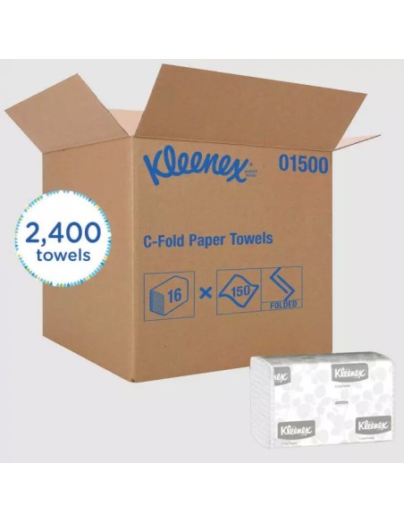 Kleenex White Paper 1-Ply C-Fold Towel - 13.15" x 10.125",  Code 01500