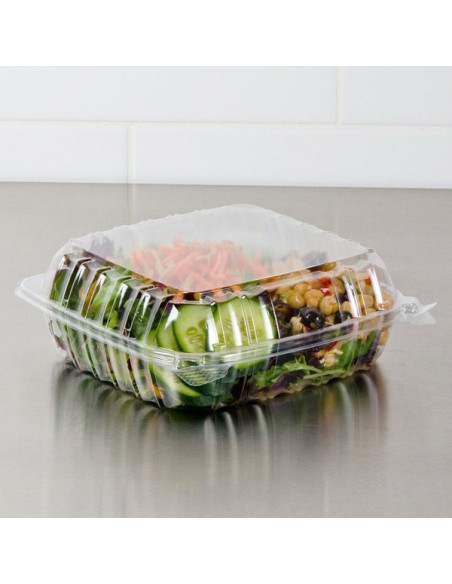 Dart ClearSeal 8 1/4" x 8 1/4" x 3" Hinged Lid Plastic Container - 250/Case