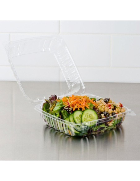 Dart ClearSeal 8 1/4" x 8 1/4" x 3" Hinged Lid Plastic Container - 250/Case