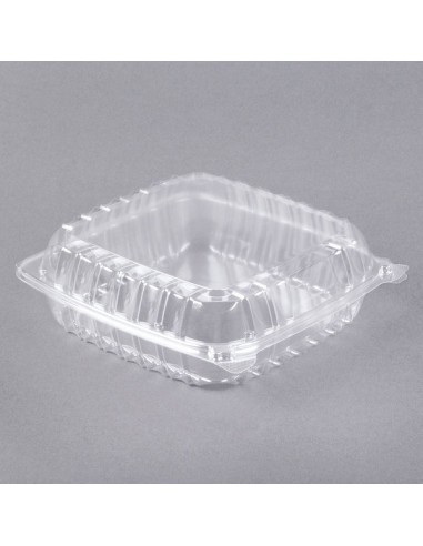 Dart ClearSeal 8 1/4" x 8 1/4" x 3" Hinged Lid Plastic Container - 250/Case