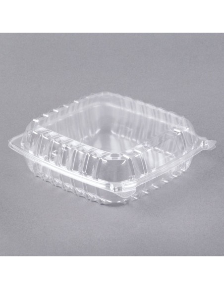 Dart ClearSeal 8 1/4" x 8 1/4" x 3" Hinged Lid Plastic Container - 250/Case