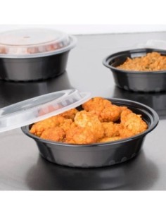 Black Round 24oz Microwavable Heavy Weight Container with...