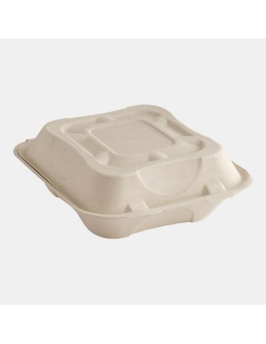 Dart Compostable Fiber Clamshell 8" x 8" x 3" - 300/Case