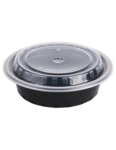 Black Round 24oz Microwavable Heavy Weight Container with... 2