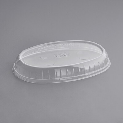 26 oz . Clear Compostable PLA Burrito Bowl Lid - 300/Case