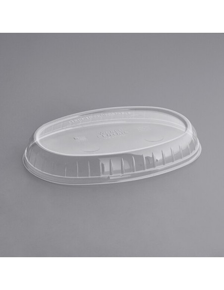 26 oz . Clear Compostable PLA Burrito Bowl Lid - 300/Case