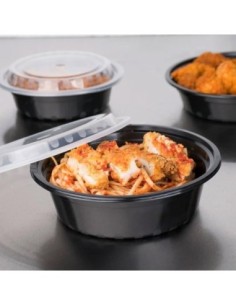 Black Round 48 oz Microwavable Heavy Weight Container...