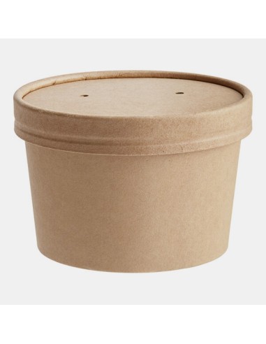 6 oz. Kraft Poly-Coated Paper Food Cup with Vented Paper Lid - 250/Case