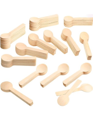 1000 Pack Mini Wooden Spoons 4 Inch Wood Small Spoons for Dessert Disposable