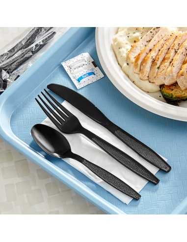 Black Heavy Weight Wrapped Plastic Cutlery Pack...
