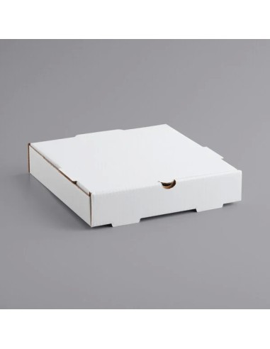 12" x 12" x 2" White Customizable Corrugated Plain Pizza Box - 50/Bundle