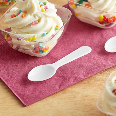 3" White Plastic Tasting Spoon - 3000/Case 2