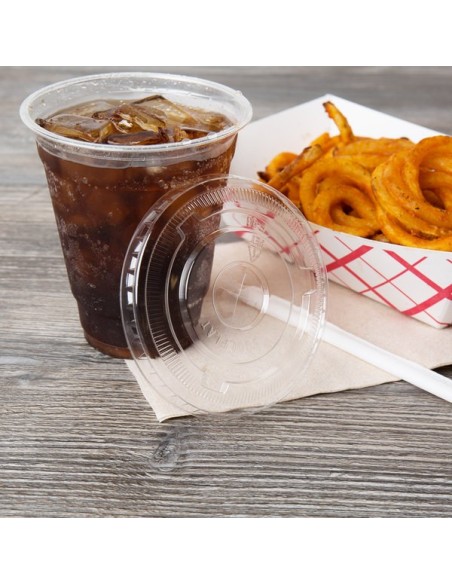 9-12oz. 92 mm Clear Flat Lid with Straw Slot 1000/Case