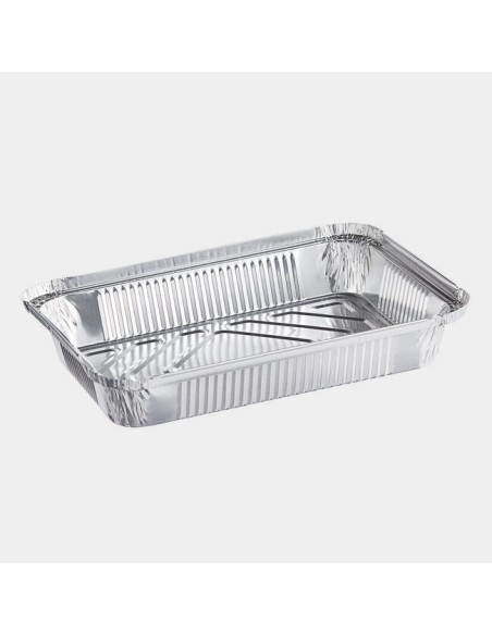 1.5 lb Oblong Shallow Foil Take-Out Container - 500/Case