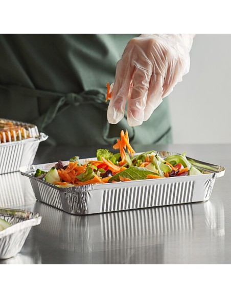 1.5 lb Oblong Shallow Foil Take-Out Container - 500/Case