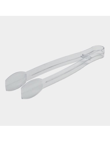 Platter Pleasers 9" Clear Disposable Ridged Plastic Tongs - 48/Case