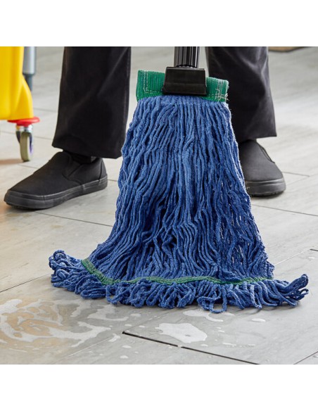Pro 24 oz. N.32 Blue Rayon Blend Looped End Wet Mop Head with 5" Headband 12 case