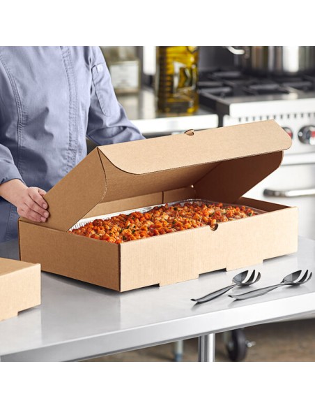 21" x 13" x 4" Deep Full Pan Corrugated Catering Box - 25/Case