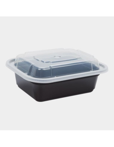 Newspring 12 oz Black Rectangular Microwavable Container with Lid - 150/Case