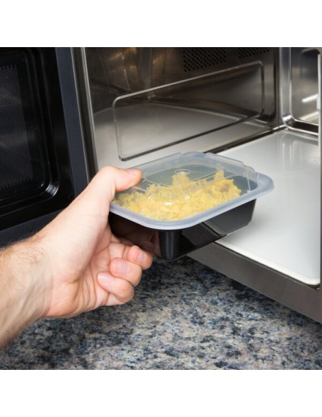 Newspring 12 oz Black Rectangular Microwavable Container with Lid - 150/Case