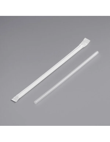 7 3/4" Jumbo Clear Wrapped Straw - 8400/Case