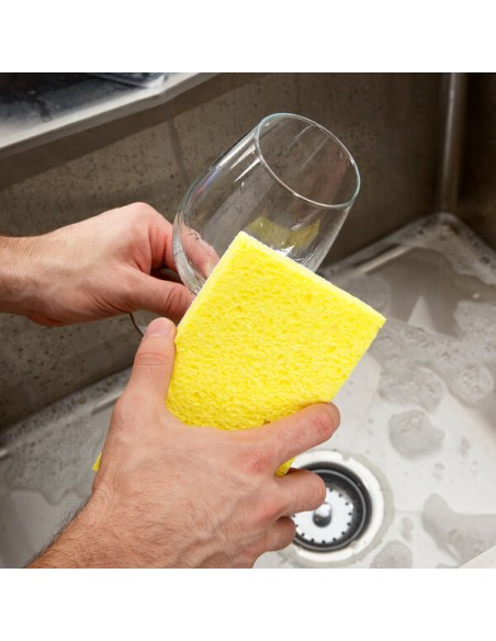 YELLOW 3M 63 Scotch-Brite™ 6 1/8" x 3 5/8" Light-Duty Scrub Sponge - 20/Case