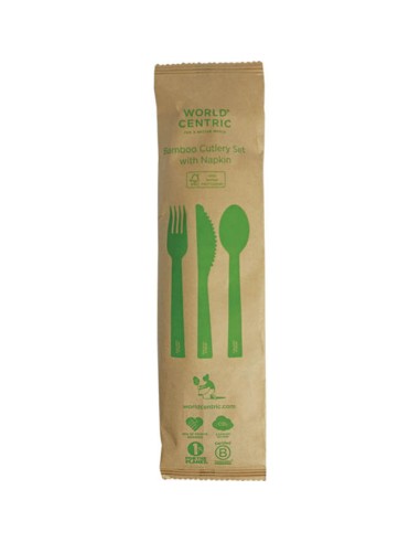 6.7" Bamboo Utensil Sets Individually Wrapped...