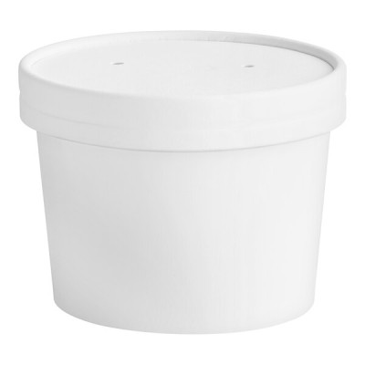 12 oz White Double Poly-Coated Paper Food Cup with Vented... 2