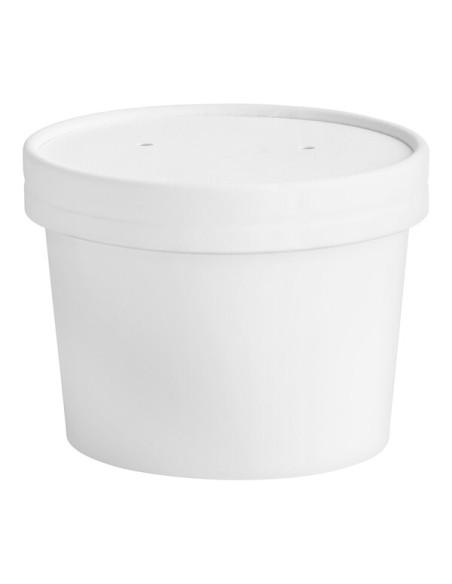 12 oz White Double Poly-Coated Paper Food Cup with Vented Paper Lid - 250/Case