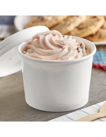 12 oz White Double Poly-Coated Paper Food Cup with Vented Paper Lid - 250/Case