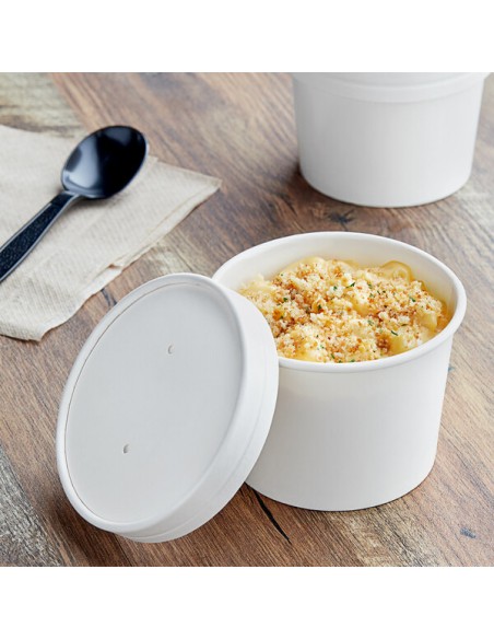 12 oz White Double Poly-Coated Paper Food Cup with Vented Paper Lid - 250/Case