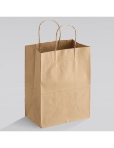8" x 4.5" x 11" Natural Kraft Paper Shopping Bag with...
