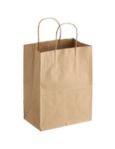 8" x 4.5" x 11" Natural Kraft Paper Shopping Bag with... 2