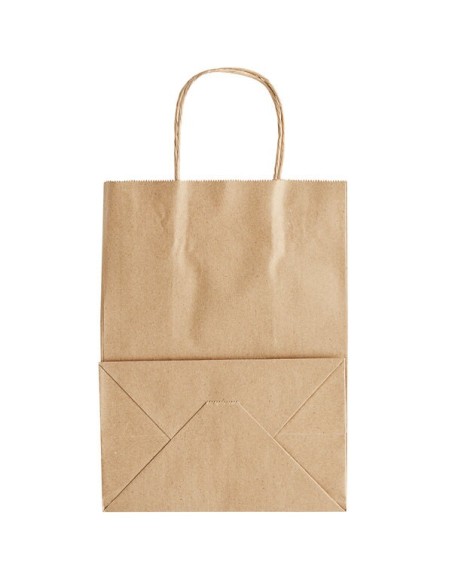 8" x 4.5" x 11" Natural Kraft Paper Shopping Bag with Handles   - 250/Case