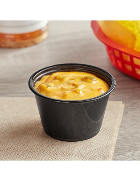 Dart Solo 4 oz Black Plastic Souffle Cup / Portion Cup - 2500/Case