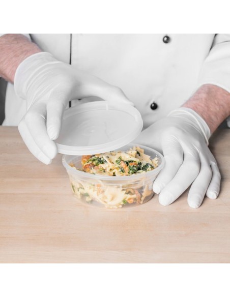 Heavy Duty 8 oz Microwavable Translucent Plastic Deli Container and Lid Combo Pack - 240/Case