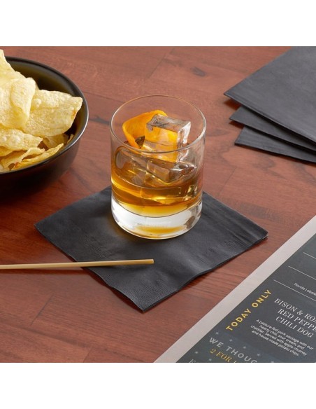 2-Ply Black Beverage Cocktail Napkin 1000/Case