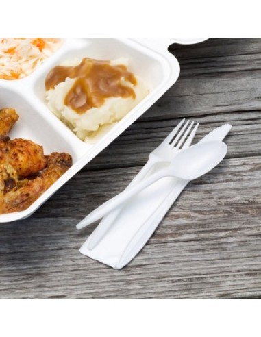 Medium Weight White Wrapped Plastic Cutlery 4...