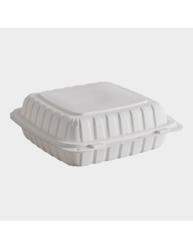 Dart ProPlanet 9" x 9" x 3" White Mineral-Filled 1 Compartment Hinged Lid Takeout Container - 150/Case