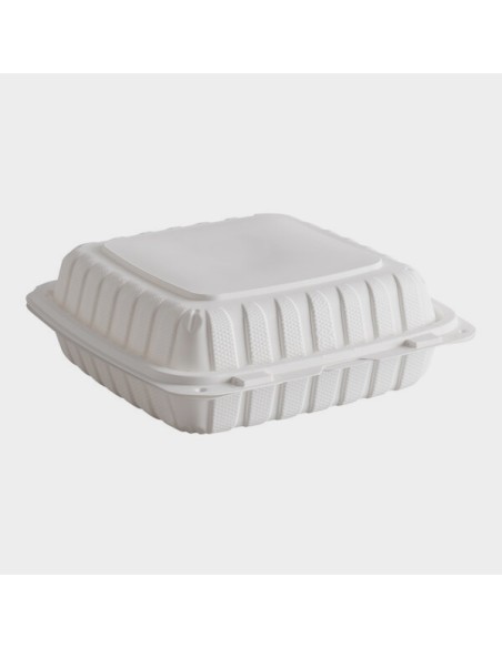 Dart ProPlanet 9" x 9" x 3" White Mineral-Filled 1 Compartment Hinged Lid Takeout Container - 150/Case