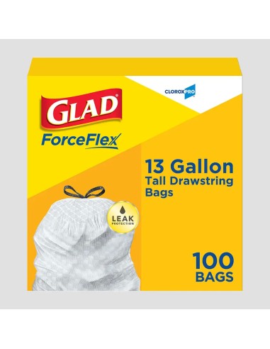 13-17 gallons white Glad, trash bags, 100