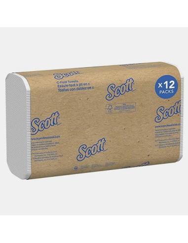 Scott Essential C-Fold Paper Towels, 1-Ply, White, 200 Sheets/Pack, 12 Packs/Carton (2,400 Sheets)