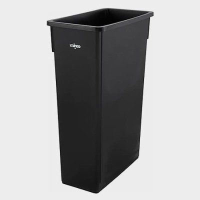 Winco Slender Trash Can, 23-Gallon, Black