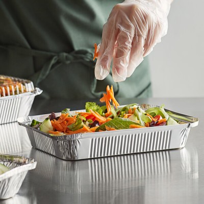 1 lb Oblong Shallow Foil Take-Out Container - 1000/Case 2