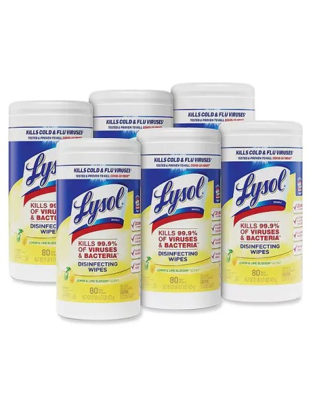 Lysol 80-Count Lemon and Lime Blossom Scent Disinfecting Wipes - 6/Case