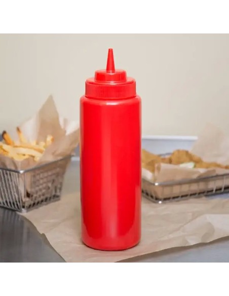 16 oz. Red Wide Mouth Squeeze Bottle - 6/Pack