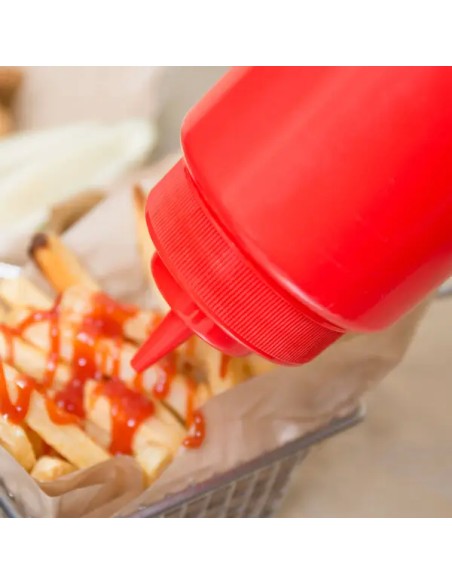 16 oz. Red Wide Mouth Squeeze Bottle - 6/Pack