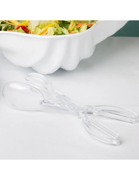 Fineline Platter Pleasers 11 1/2" Clear Plastic Salad Tongs - 48/Case