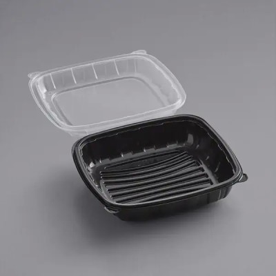 9" x 9" x 3" Microwavable 1-Compartment Black / Clear... 2